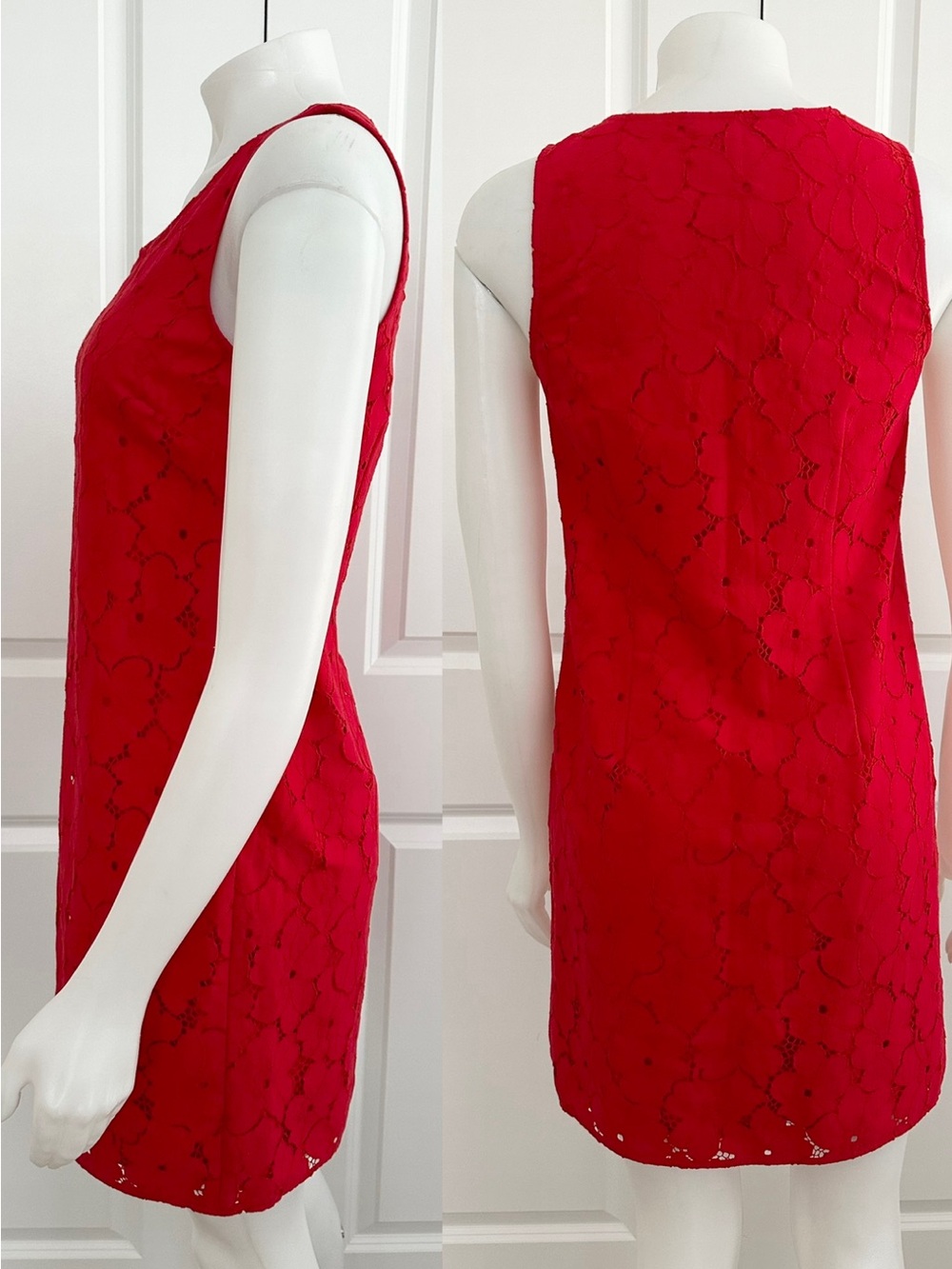 Banana Republic Vibrant Red Floral Lace Sleeveless Shift Dress - Americana - Picture 7 of 17